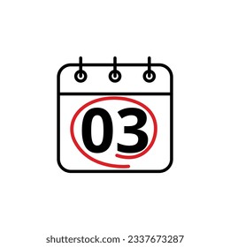 Kalendertag flache Vektorsymbol. Sondertag im Kalender markiert. Kalendersymbol, Vektorgrafik für Webseiten und grafische Ressourcen, Tag 03.