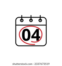 Kalendertag flache Vektorsymbol. Sondertag im Kalender markiert. Kalendersymbol, Vektorgrafik für Webseiten und grafische Ressourcen, Tag 04.