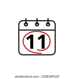 Calendar day flat vector icon. Special day marked on the calendar. Calendar icon vector illustration for websites and graphic resources, Day 11.