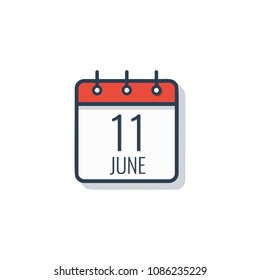 Calendar day icon isolated on white background. June 11.