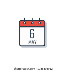 Calendar day icon isolated on white background. May 6.