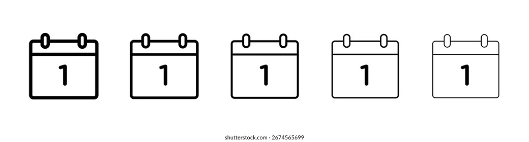 Logotipo do ícone de dia do calendário na coleção de linhas de traçado