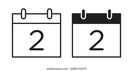 Calendário dia ícone vetor em design simples plano, contorno.