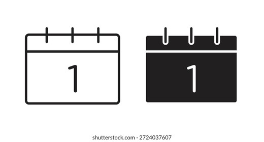 Iconos del día del calendario, Vector de línea. conjunto de símbolos sólidos