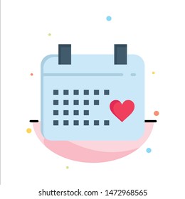 Calendar, Day, Love, Wedding Abstract Flat Color Icon Template
