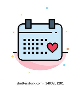 Calendar, Day, Love, Wedding Abstract Flat Color Icon Template