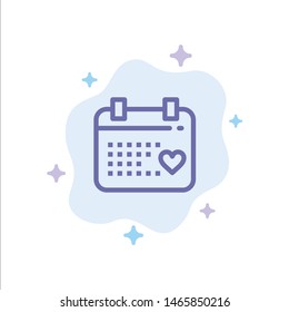 Calendar, Day, Love, Wedding Blue Icon on Abstract Cloud Background. Vector Icon Template background