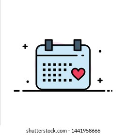 Calendar, Day, Love, Wedding  Business Flat Line Filled Icon Vector Banner Template
