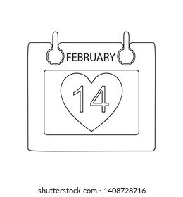 calendar of the day of lovers icon. Element of valentine's day, wedding for mobile concept and web apps icon. Outline, thin line icon for website design and development, app 