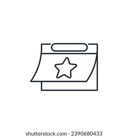 Día del calendario marcado con una estrella. Un acontecimiento de especial importancia. Cuestión prioritaria.  Icono de ilustración lineal vectorial aislado en fondo blanco.