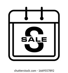 Calendar day for market or store icon with sale text symbol illustration.