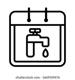 Calendar Day For Phone, Electricity, Water Payment Reminder Icon With Telephone, Lamp And Faucet Symbol Illustration.