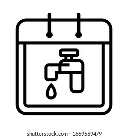 Calendar Day For Phone, Electricity, Water Payment Reminder Icon With Telephone, Lamp And Faucet Symbol Illustration.