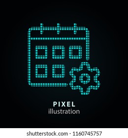 Calendar day - pixel icon. Vector Illustration. Design logo element. Isolated on black background. It is easy to change to any color.