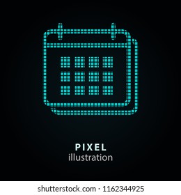 Calendar day - pixel icon. Vector Illustration. Design logo element. Isolated on black background. It is easy to change to any color.