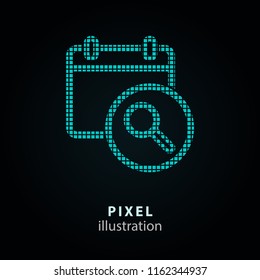 Calendar day - pixel icon. Vector Illustration. Design logo element. Isolated on black background. It is easy to change to any color.