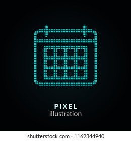 Calendar day - pixel icon. Vector Illustration. Design logo element. Isolated on black background. It is easy to change to any color.