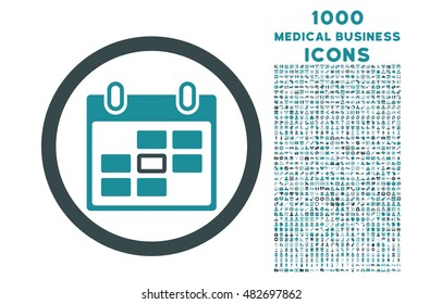 Calendar Day rounded vector bicolor icon with 1000 medical business icons. Set style is flat pictograms, soft blue colors, white background.