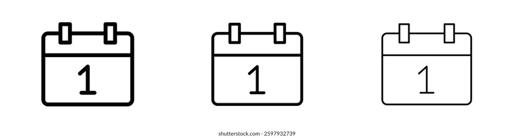 Calendar day thin line vector icon set.