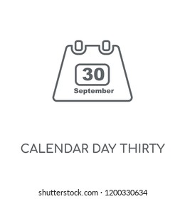 Calendar day Thirty linear icon. Calendar day Thirty concept stroke symbol design. Thin graphic elements vector illustration, outline pattern on a white background, eps 10.
