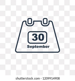 Calendar day Thirty vector outline icon isolated on transparent background, high quality linear Calendar day Thirty transparency concept can be used web and mobile