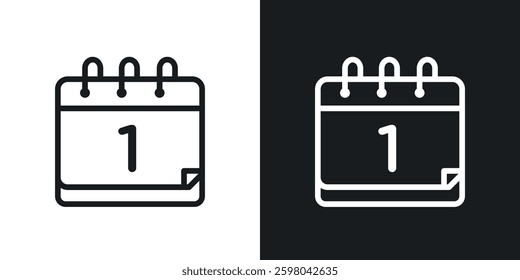 Calendar day vector icon set in black and white color.