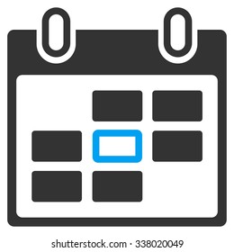 Calendar Day vector icon. Style is bicolor flat symbol, blue and gray colors, rounded angles, white background.