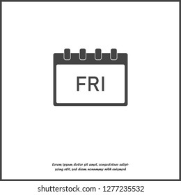Calendar day of the week Friday on white isolated background. Layers grouped for easy editing illustration. For your design.