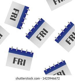 Calendar day of the week Friday. Vector  illustration done in gray and blue colors seamless pattern on a white background.