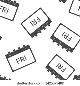 Calendar day of the week Friday. Vector  illustration done in gray seamless pattern on a white background.