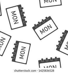 Calendar day of the week Monday. Vector  illustration done in gray seamless pattern on a white background.