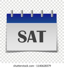 Calendar day of the week Saturday. Vector  illustration done in gray and blue colors on a transparent background. Layers grouped for easy editing illustration.  For your design.