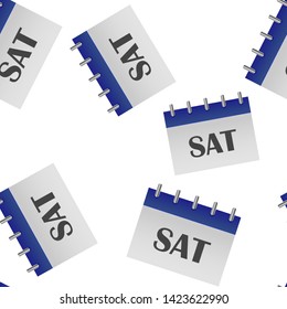 Calendar day of the week Saturday. Vector  illustration done in gray and blue color seamless pattern on a white background.
