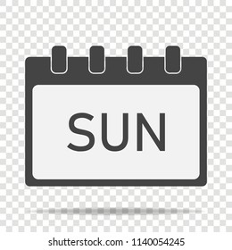 Calendar day of the week Sunday. Vector illustration done in gray color on transparent background. Layers grouped for easy editing illustration.  For your design.