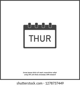 Calendar day of the week Thursday on white isolated background. Layers grouped for easy editing illustration. For your design.