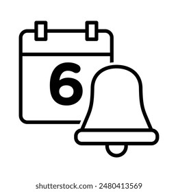 Calendar days of the month with a scheduled reminder icon vector design template.