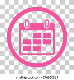 Calendar Days rounded icon. Vector illustration style is a flat iconic symbol inside a circle, pink color, transparent background. Designed for web and software interfaces.