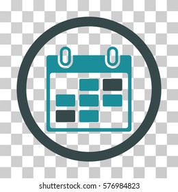 Calendar Days rounded icon. Vector bicolor illustration style is a flat iconic symbol inside a circle, soft blue colors, transparent background. Designed for web and software interfaces.