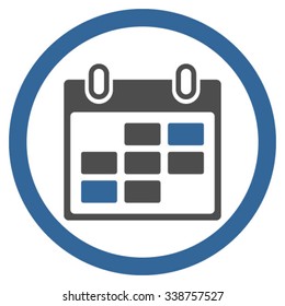 Calendar Days vector icon. Style is bicolor flat rounded symbol, cobalt and gray colors, rounded angles, white background.
