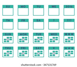 Calendar Days vector icon. Style is bicolor flat symbols, cobalt and cyan colors, rounded angles, white background.