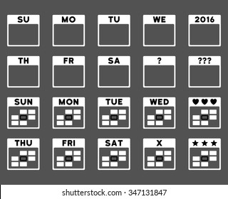 Calendar Days vector icon. Style is bicolor flat symbols, black and white colors, rounded angles, gray background.