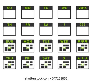 Calendar Days vector icon. Style is bicolor flat symbols, eco green and gray colors, rounded angles, white background.