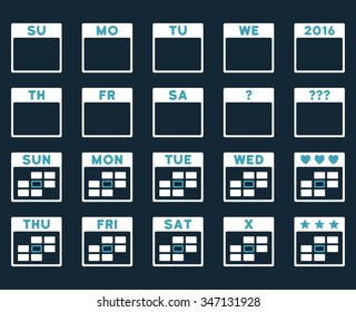 Calendar Days vector icon. Style is bicolor flat symbols, blue and white colors, rounded angles, dark blue background.