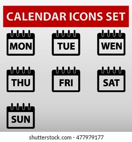 Calendar Days Of Week Icons Set Vector Illustration