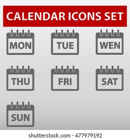 Calendar Days Of Week Icons Set Vector Illustration