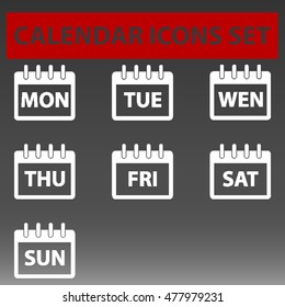 Calendar Days Of Week Icons Set Vector Illustration