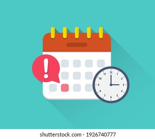 Calendar deadline with clock in a flat design