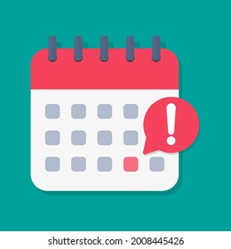 Calendar deadline with clock in a flat design