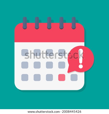 Calendar deadline with clock in a flat design