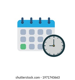 Calendar deadline with clock . Vector Illustration